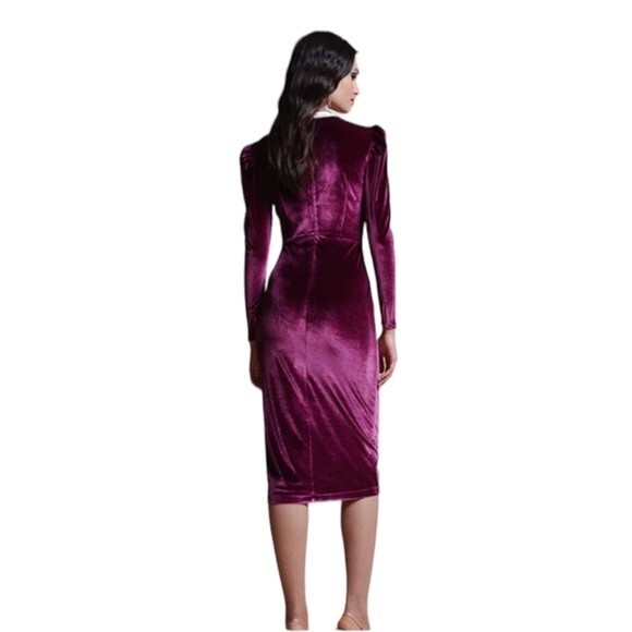 Rachel Parcell Purple Midi Dress Long sleeve stretch velvet sheath Sz Large - Picture 3 of 13